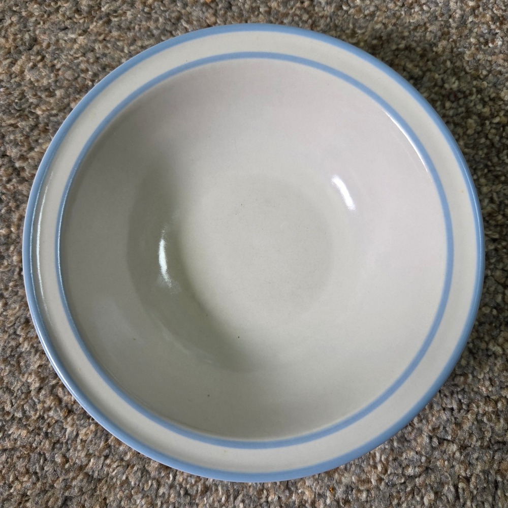 Chantilly Fleur de Lune Stoneware Bowl Blue Rim Japan Vintage Soup Cereal Bowl
